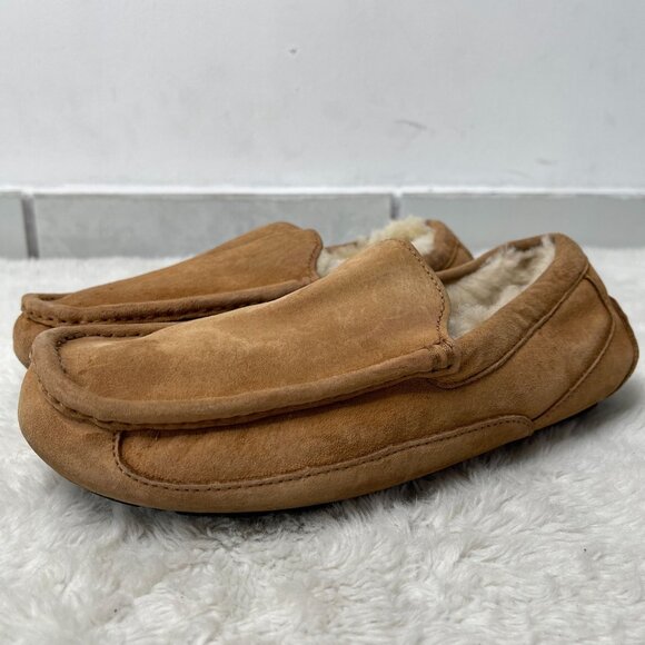 UGG #5775 Men\'s Tan Ascot Suede Sheepskin Slippers Slip On Shoes Size 8 US main image 8